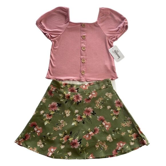 SPEECHLESS Girl’s SIZE 7 Button Front Top and Floral Skirt Set - Picture 1 of 8